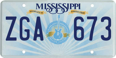 MS license plate ZGA673