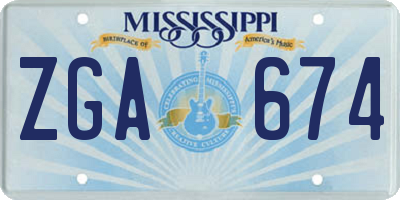 MS license plate ZGA674