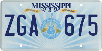 MS license plate ZGA675