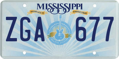 MS license plate ZGA677