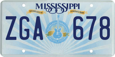 MS license plate ZGA678