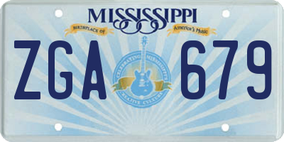 MS license plate ZGA679