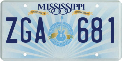 MS license plate ZGA681