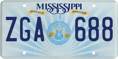 MS license plate ZGA688