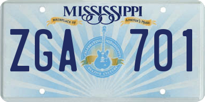 MS license plate ZGA701