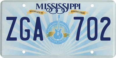 MS license plate ZGA702