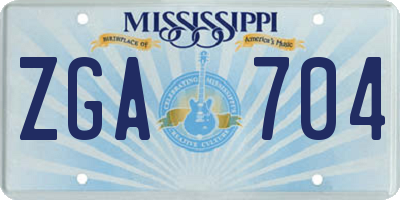 MS license plate ZGA704
