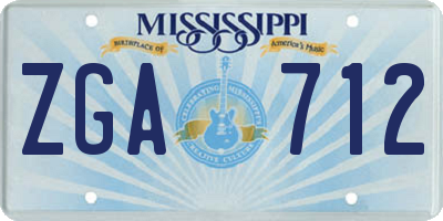 MS license plate ZGA712