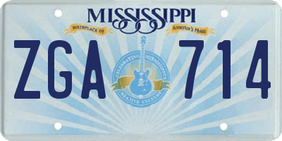 MS license plate ZGA714