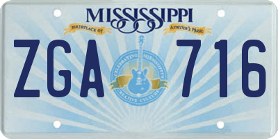 MS license plate ZGA716