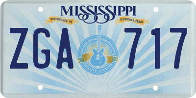MS license plate ZGA717