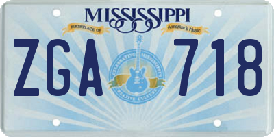 MS license plate ZGA718