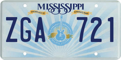MS license plate ZGA721