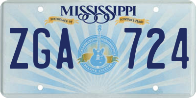 MS license plate ZGA724
