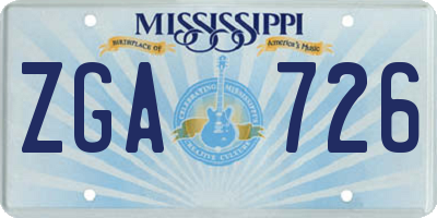 MS license plate ZGA726