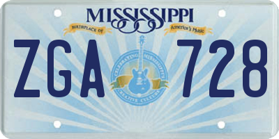 MS license plate ZGA728