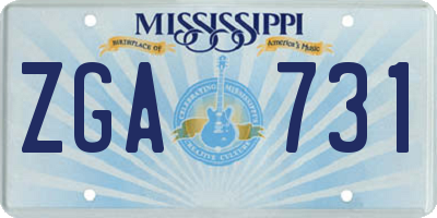 MS license plate ZGA731