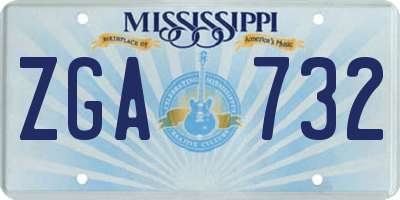 MS license plate ZGA732