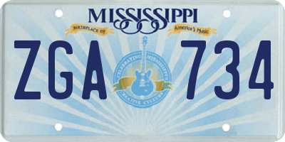 MS license plate ZGA734