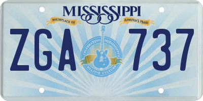 MS license plate ZGA737