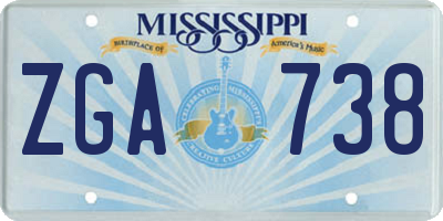 MS license plate ZGA738