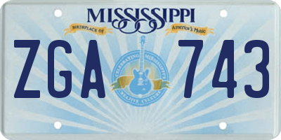 MS license plate ZGA743