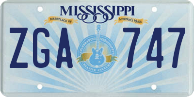 MS license plate ZGA747