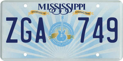 MS license plate ZGA749