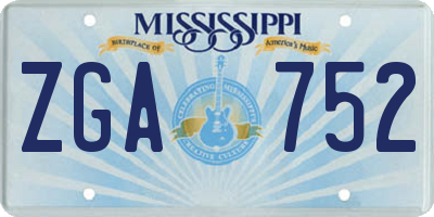 MS license plate ZGA752