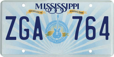 MS license plate ZGA764