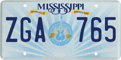MS license plate ZGA765