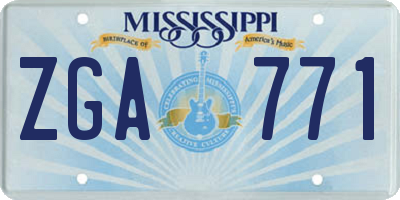 MS license plate ZGA771