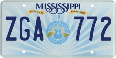 MS license plate ZGA772