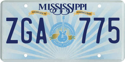 MS license plate ZGA775