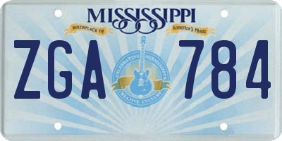 MS license plate ZGA784