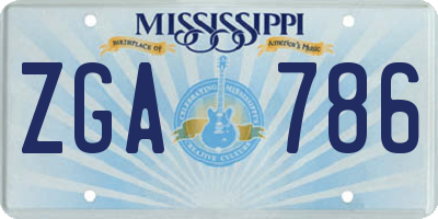 MS license plate ZGA786