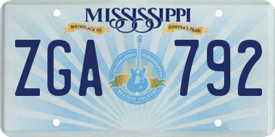 MS license plate ZGA792