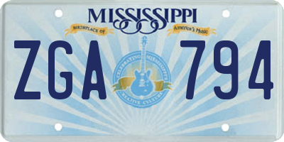 MS license plate ZGA794