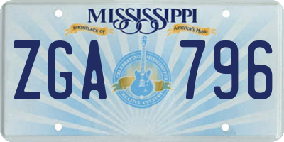 MS license plate ZGA796