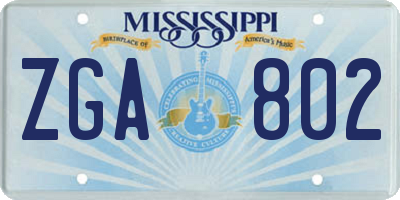 MS license plate ZGA802