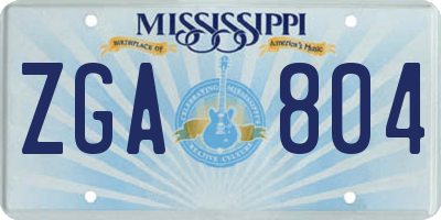 MS license plate ZGA804