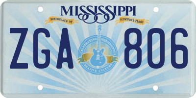 MS license plate ZGA806