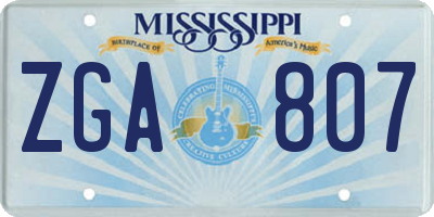 MS license plate ZGA807
