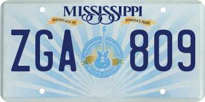 MS license plate ZGA809
