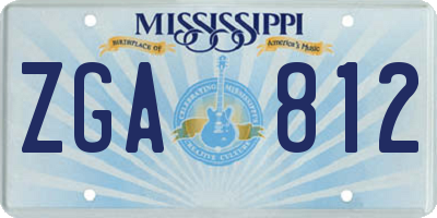 MS license plate ZGA812