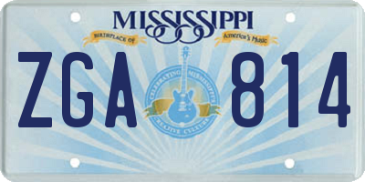 MS license plate ZGA814
