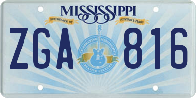 MS license plate ZGA816