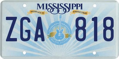 MS license plate ZGA818
