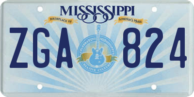 MS license plate ZGA824