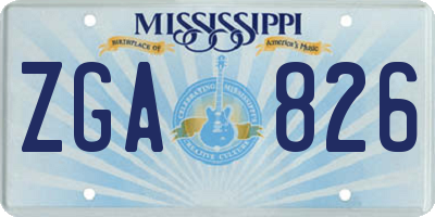 MS license plate ZGA826